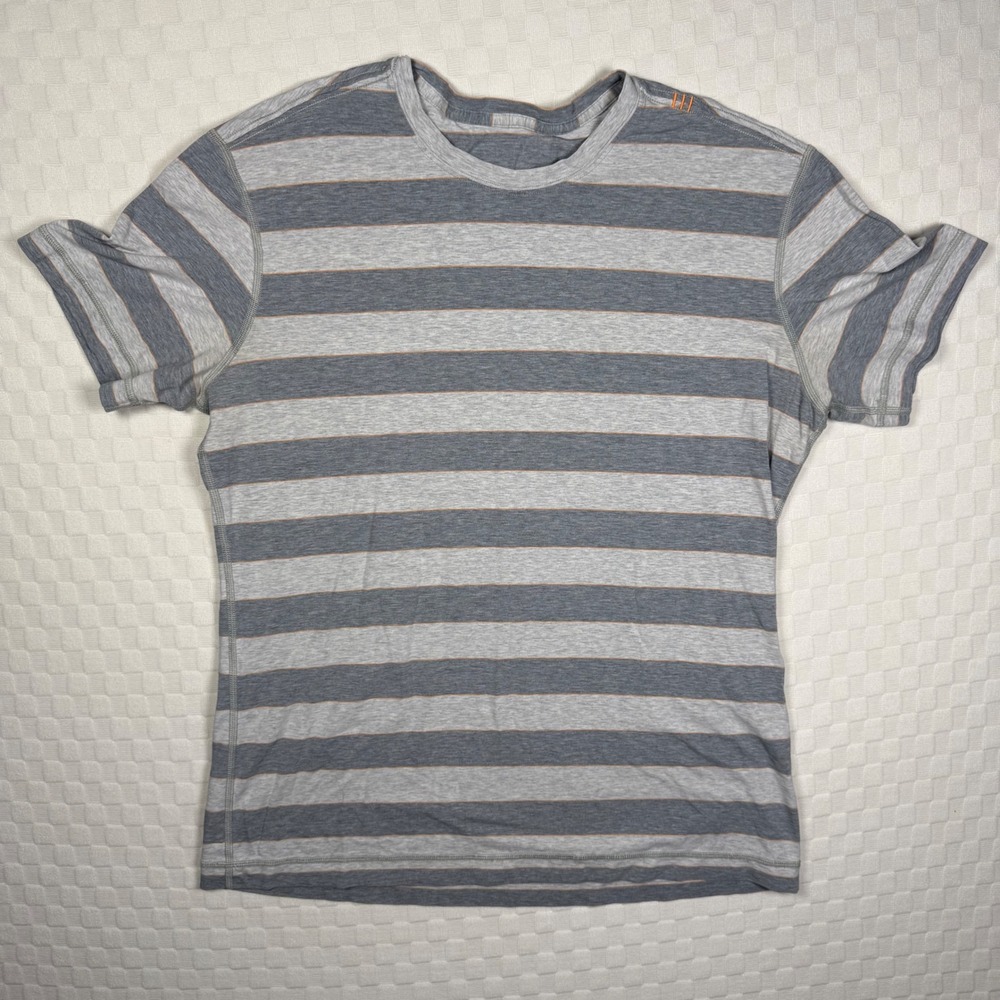 Lululemon Men Striped T-Shirt Athletic Fit Short Sleeve‎ Top Gray Size Large